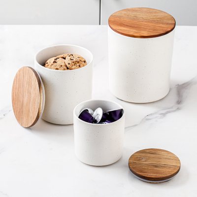 Ceramic Cannister Set Flour, Sugar, Coffee, Tea, 1 set of 4 - Foods Co.