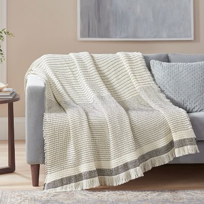 Chunky Waffle-Weave Organic-Cotton Blanket and Throw