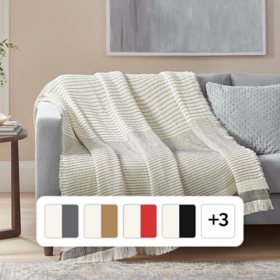 Member's Mark Cotton Waffle Striped Throw, 53" x 70", Choose Color