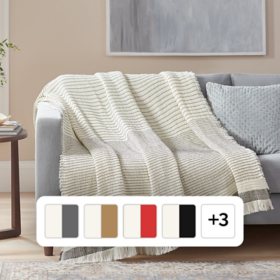 Member's Mark Cotton Waffle Striped Throw, 53" x 70" (Assorted Colors)