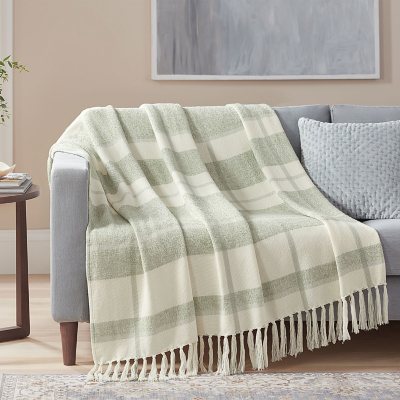 Beige plaid best sale throw blanket