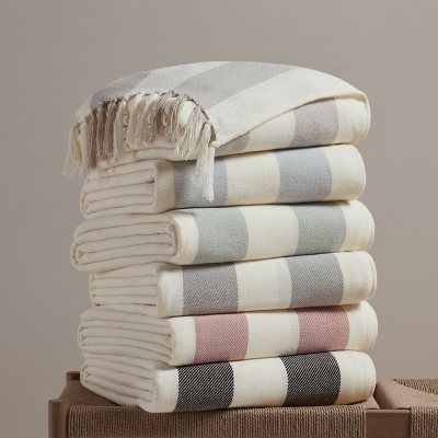 Member s Mark Cotton Stripe Throw with Tassels 60