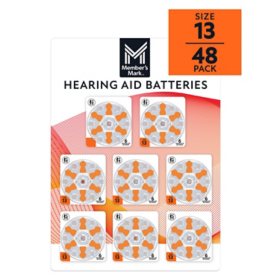 Member's Mark Hearing Aid Batteries, Size 13, Orange Tab, 48 ct.