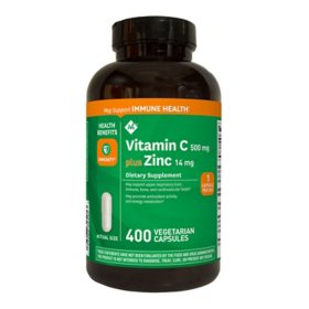 Member's Mark Vitamin C + Zinc 500 mg. Capsules, 400ct.