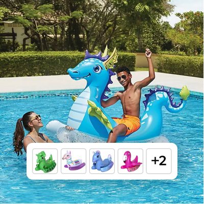 Member's Mark Oversized Inflatable Ride-On Pool Float | Dino | 52 x 33 x 47