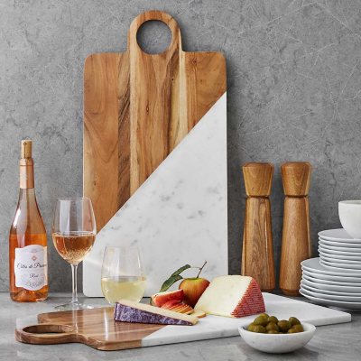 Rectangular Acacia Wood Serving Board w/ Feet