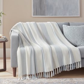 Member's Mark Cotton Stripe Throw with Tassels, 60" x 70" (Assorted Colors)