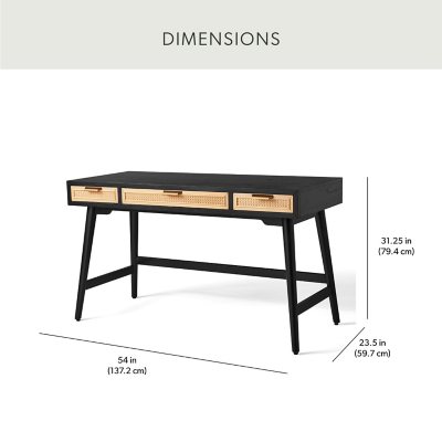 Member's Mark Enzo Writing Desk with 3 Rattan Storage