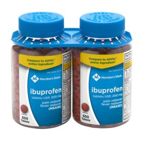Member's Mark Ibuprofen Pain Reliever and Fever Reducer Tablet, 200 mg, 600 ct./pk., 2 pk.