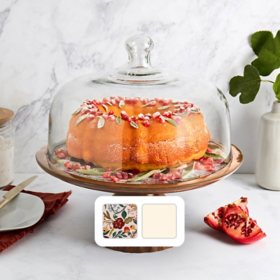 Member's Mark Mango Wood Cake Stand with Glass Dome Lid