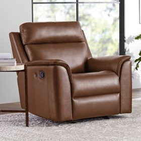 " Member's Mark Lennox Leather Glider Recliner, Brown