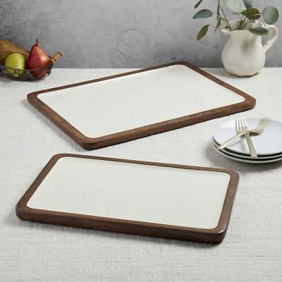 Indy Home Mango Wood & Enamel Tray S/L