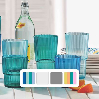 Acrylic 12 Pc Drinkware Set BPA Free 15 oz and 22 oz Choose Color