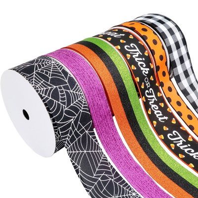  6 Rolls 30 Yards Halloween Wired Edge Ribbons Bat