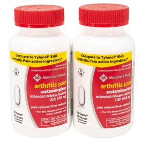 Member's Mark Arthritis Pain Extended Release Tablets, 650 mg Acetaminophen, 200 ct./pk., 2 pk.