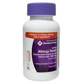 Member's Mark Allergy Relief Fexofenadine HCl Tablets USP, 180 mg, 150 ct.