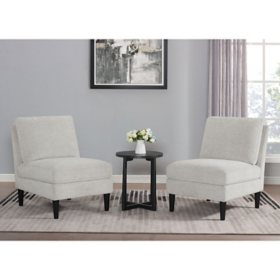 Member's Mark Greyson 3-Piece Chairs and Accent Table Set, Light Gray 
