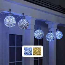 Member's Mark 5ct Jumbo Mercury Ornament LED Lights, 6.5' Lighted Length, Assorted Colors