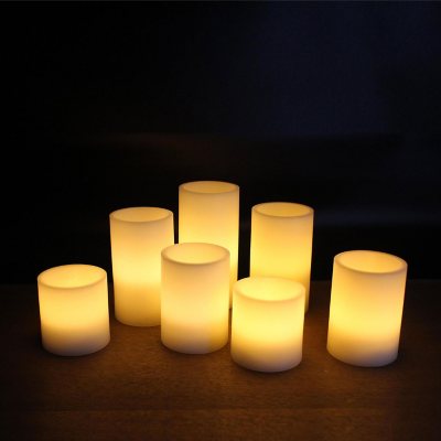 7-Piece Outdoor LED Pillar Candle Set, Ivory