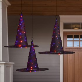 Member's Mark Pre-Lit Witch Hats, Set of 3