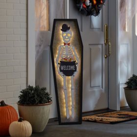 Member's Mark 4' Pre-Lit Halloween Skeleton Porch Sign