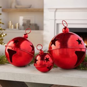 Member's Mark 3-Piece Holiday Jingle Bell Set - Red
