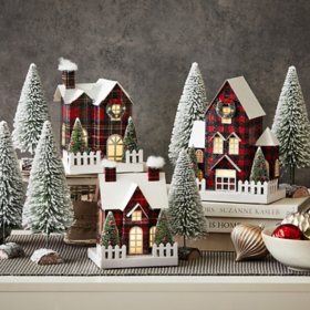 Member's Mark 9-Piece Pre-Lit Holiday Village - Red
