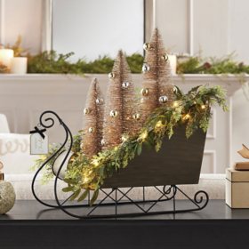 Member's Mark Pre-Lit Decorative Metal Sleigh with Trees - Bronze
