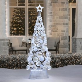 Member's Mark 84" Pre-Lit Tree with Ornaments - Silver