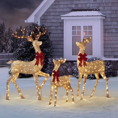 Member’s Mark 3-Piece Pre-Lit Iced Twinkling Deer Family