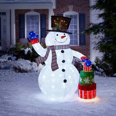 71'' LED Lighted White Iridescent Twinkling Snowman Outdoor Christmas  Decoration, Color: White - JCPenney