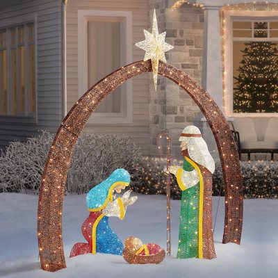 Outdoor light up on sale nativity set