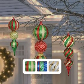 Member's Mark Jumbo Pre-Lit Shatterproof Ornament Stake Lights, Set of 3