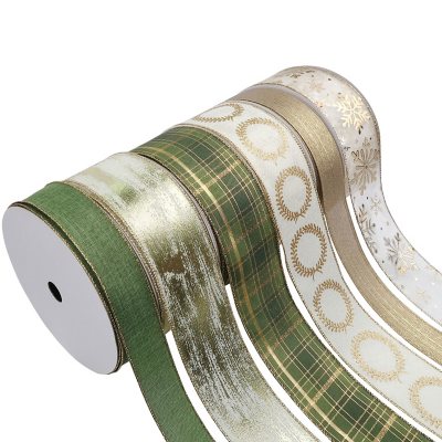 Member's Mark 6-Pack Premium Wired Ribbon (Green, Cream and Gold