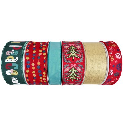 Great Choice Products 3 Rolls Christmas Ribbon Christmas Wired Edge Ribbons  Merry Christmas Tree And Truck