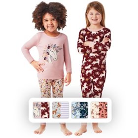 Member's Mark Girls' 4 Piece Tight Fit Soft Cotton Pajama Set