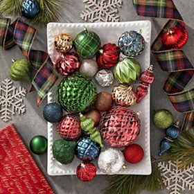 Member's Mark Shatterproof Ornament Collection, 76 Count - Reds & Greens
