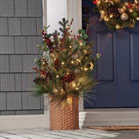 Member's Mark Pre-Lit 3.5' Holiday Porch Topiary - Red