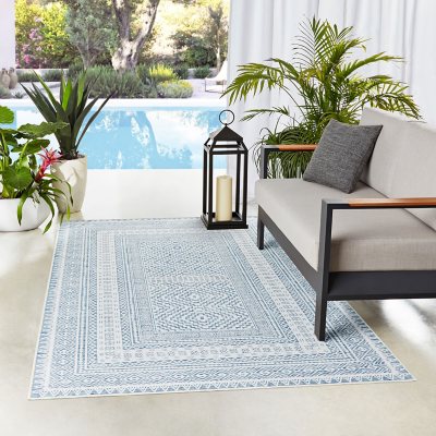 World Rug Gallery Geometric Border Indoor/Outdoor Area Rug - 5' x 7