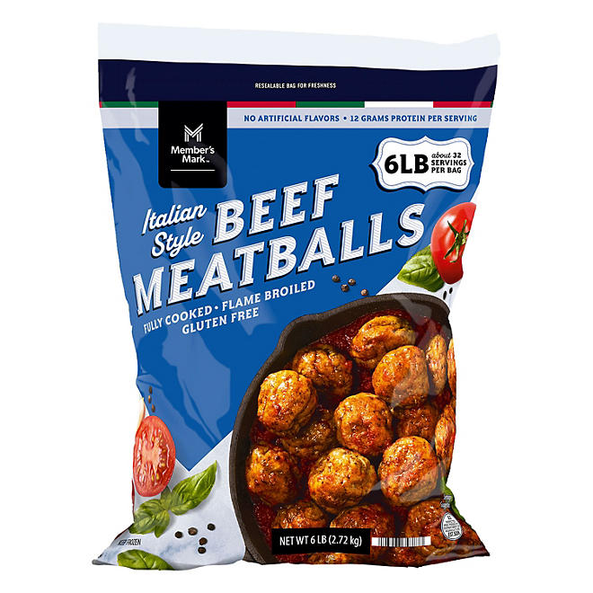 Member's Mark Italian Style Beef Meatballs, Frozen 6 lbs.
