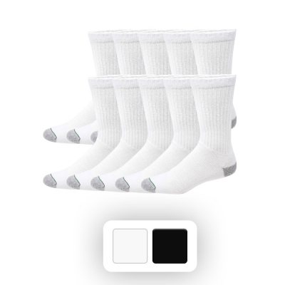 Member's Mark 10 Pair Crew Sport Sock (White):- White
