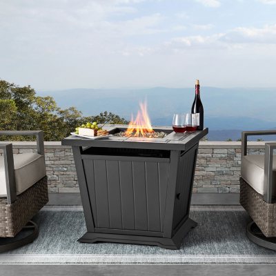 Member's Mark 30" Square Gas Fire Pit Table with Lid and Dust Cover - Gray