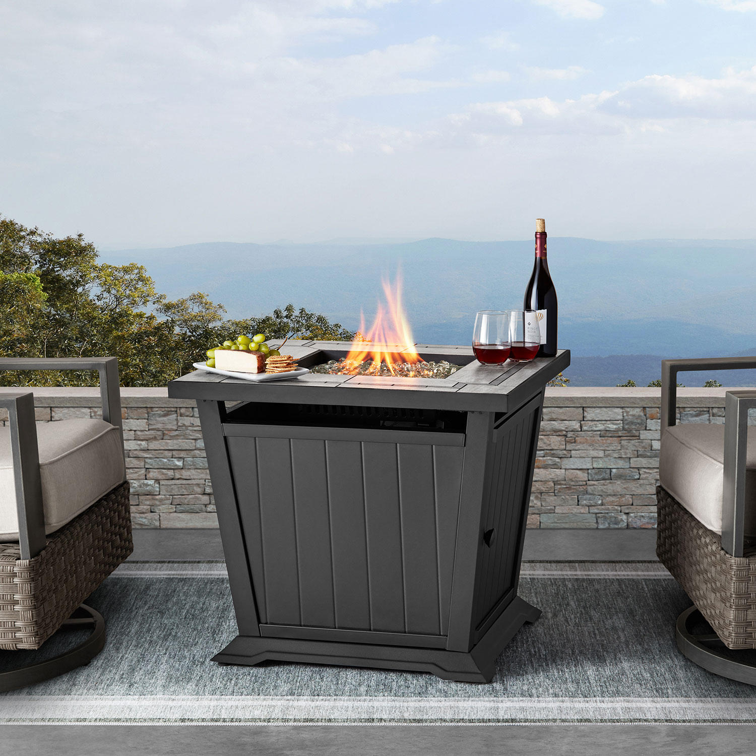 Member's Mark 30' Square Gas Firepit Table - Grey