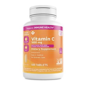 Member's Mark Vitamin C 1000 mg plus Citrus Bioflavonoids & Rose Hips Tablets 500 ct.