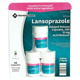 Member's Mark Lansoprazole Delayed-Release Capsules, 15 mg, 14 ct./pk., 3 pk.