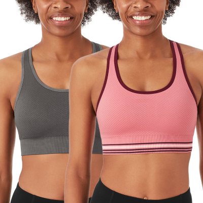  Racerback Sports Bras for Small Chest Women w/Cell Phone Pocket  Padded Seamless High Impact Support (2pk - White/Grey,M) : Clothing, Shoes  & Jewelry