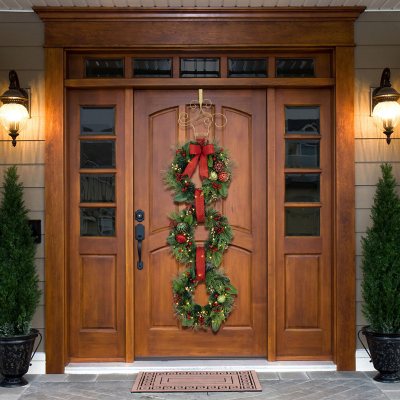 Member s mark pre lit 3 wreath door hanger red sam s club