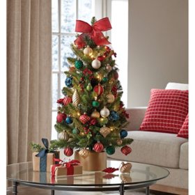 Member's Mark Pre-Lit 32" Holiday Tree & Decorating Kit - Classic Reds & Greens