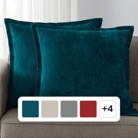 Member's Mark Textured Velvet Decorative Pillow Set, Assorted Colors (22" x 22", 2-Pack) 