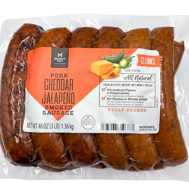 Member's Mark Pork Cheddar Jalapeno Sausage 3 lbs., 12 ct.